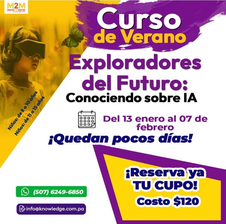 Curso de Verano: &quot;Exploradores del Futuro: Conociendo sobre IA”   Edades: 11 a 15 años