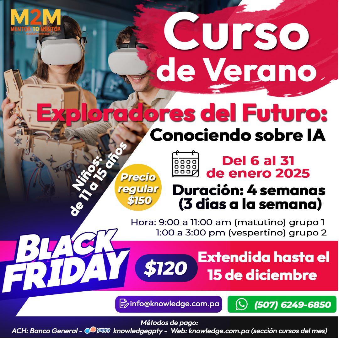 Curso de Verano: &quot;Exploradores del Futuro: Conociendo sobre IA”   Edades: 11 a 15 años