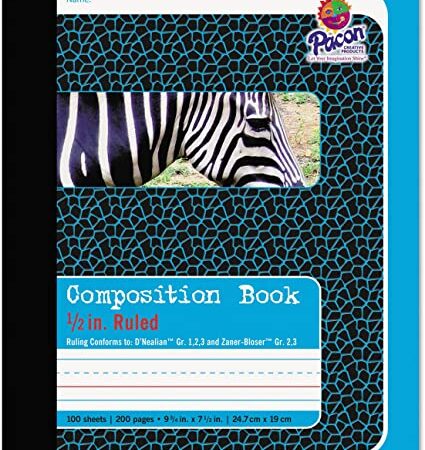 Pacon 2425 Libro de Composicións 1/2" Ruled D´nealian (1,2 & 3) Zaner - Broser (2 & 3) 9 3/4"x7 1/2"
