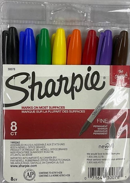Marcadores Punta Fina Sharpie Set 8 Colores